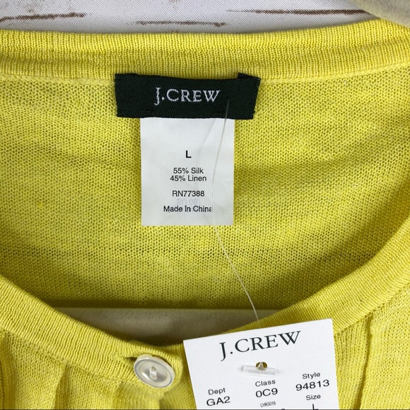 J. Crew yellow linen blend 1/2 button cardigan - Picture 5 of 8
